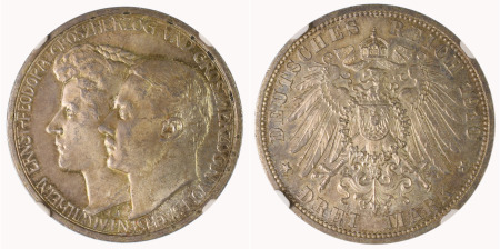 German States, Saxe-Weimar-Eisenach 1910A Ag 3 Marks