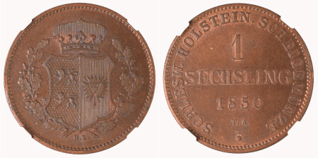 German States, Schleswig-Holstein 1850TA Cu 1 Sechsling