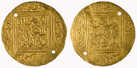 Islamic North Africa Au Dinar, holed