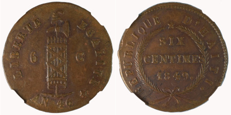 Haiti 1849 (An'46) Cu 6 Centimes