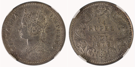 India (British) 1878 C (no mint mark) Ag ¼ Rupee