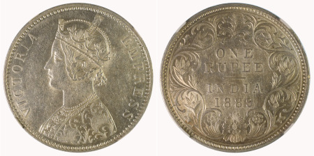 India (British) 1889 C Ag Rupee, Victoria