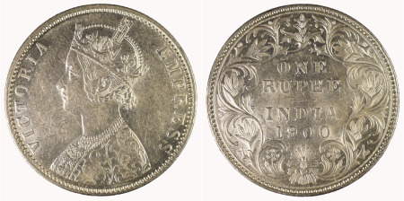 India (British) 1900B (Ag) Rupee, Victoria