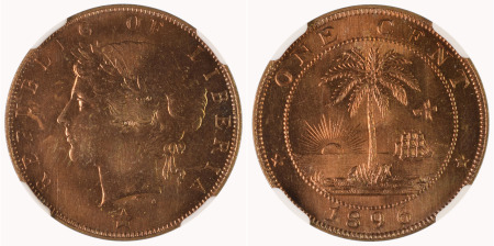 Liberia 1896H Cu 1 Cent