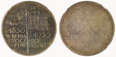 Poland 1930 Ag 5 Zlotych, Revolution Centennial 