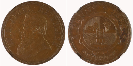 South Africa 1892 Cu Penny (ZAR) 
