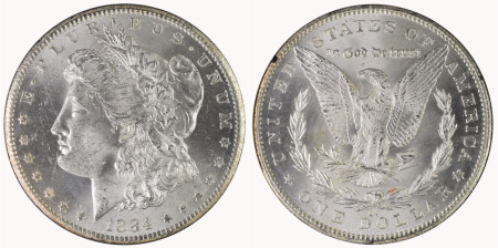 USA 1884CC Ag Morgan Dollar, Original Box