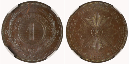 Uruguay 1869A Cu 1 Centesimo 