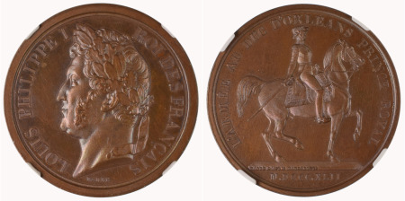France 1842 (Ae) Medallion, Louis Phillipe I, Duke of Orleans