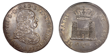 Italy States, Livorno 1717 (Ag) Tallero, Cosimo III de Medici