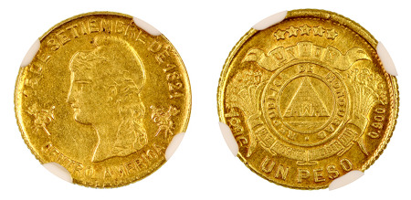 Honduras 1896 (Au), Peso, NGC MS 64