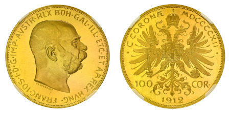 Austria 1912 (Au) 100 Corona, Franz Joseph I, NGC MS 64