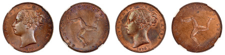 Great Britain 1839 Isle of Man  (Cu) Farthing, Victoria, NGC MS 64 Brown & Proof 64 Red Brown