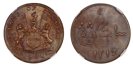 Sumatra AH 1219 - 1804 (Cu) Keping, NGC MS 65 Brown