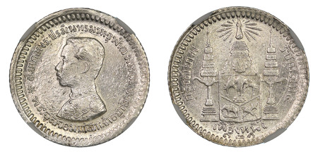 Thailand 1902 / RS 121 (Ag) 1/8 Baht, NGC MS 64