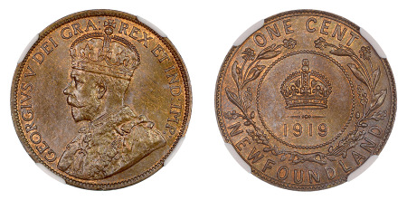 Canada, Newfoundland 1919C (Cu) 1 Cent NGC MS 66 Brown