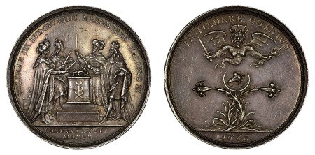Habsburg Monarchy 1688 (Ag) Satirical medal by Schmelzing. XF