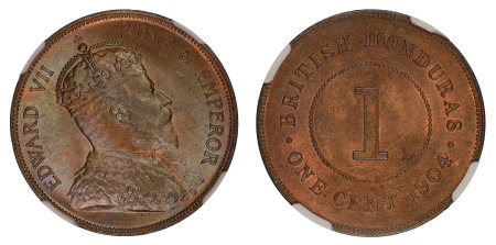 British Honduras 1904 (Cu) Cent, graded MS 65 Brown by NGC