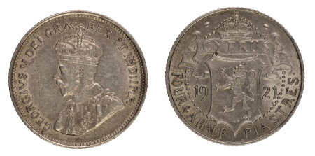 Cyprus 1921 (Ag) 4½ Piastres, George V