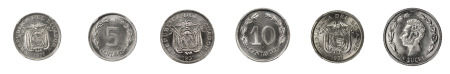 Ecuador 3 Coins Lot 1937 HF (Ni) 5 Centavos (KM 75), 1937 HF (Ni) 10 Centavos (KM 76) & 1937 HF (Ni) Sucre (KM 78.1), NGC Graded MS 65, MS 67, MS 66