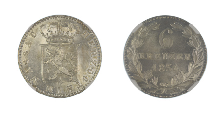 German States, Hannover 1834 (Ag) 6 Kreuzer (KM 53), NGC Graded MS 65