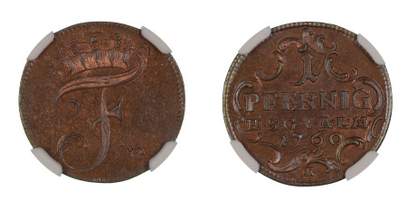 German States, Saxe-Weimar 1790 K (Cu) 1 Pfennig, NGC Graded MS 65 Red Brown