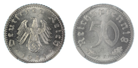 Germany 1941 F (Alum) 50 Pfennig, NGC Graded MS 66