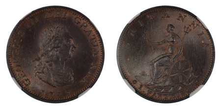 Great Britain 1799 (Cu) Farthing, George III (S - 3779), NGC Graded MS 65 Brown