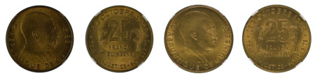 Guatemala 2 Coin Lot 1959 (Alum. Bronze) 5 Francs (KM 1), 25 Francs (KM 3), NGC Graded MS 64, MS 65