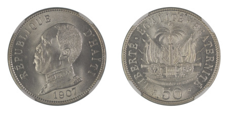 Haiti 1907 (Cu-Ni) 50 Centimes (KM 56) Graded MS 66 by NGC