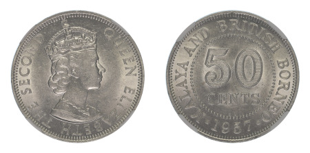 Malaysia 1957 KN (Cu-Ni) 50 Cents (KM 4.1), NGC Graded MS 63
