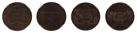 Morocco AH 1340 PY (1921) (Cu) 5 Mazunas (Y# 28.2), AH 1340 PY (1921) (Cu) 10 Mazunas (Y#29.2). 2 Coin lot ., NGC Graded MS 64 Brown, MS 64 Brown