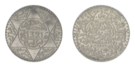 Morocco AH 1321 Berlin (1902) (Ag) 1/4 Rial (Y#20.1), NGC Graded MS 66