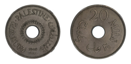 Palestine 1940 (Cu-Ni) 20 Mils (KM 5) graded MS 61 by NGC