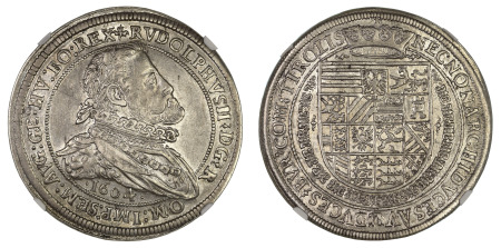 Austria 1604 (Ag) Thaler, Hall Mint (Day 3005), NGC Graded AU 55