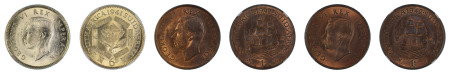 South Africa 3 Coin Lot - 1941 6 Pence (Ag), 1941 Penny (Cu), 1942 Penny, All MS 64 Red Brown