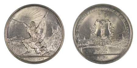 Switzerland St. Gallen 1874 (Ag) 5 Francs; (KM - X# S12), NGC Graded MS 65