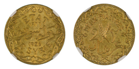 Syria 1926 (Alum. Bronze) 2 Piastre (KM 69), NGC Graded MS 63