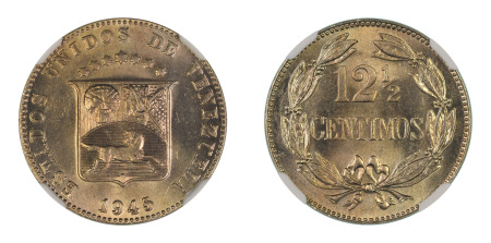 Venezuela 1945 (Cu-Ni) 12 1/2 Centimos (Y#30a), NGC Graded MS 66