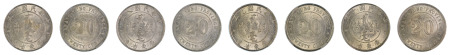 China 4 Coin Lot- Kwangtung Year 2 (1913) (Ag) 20 Cents, Year 8 (1919) 20 Cents, Year 9 (1920) 20 Cents, Year 10 (1921),20 Cents, NGC Graded MS 62, MS 63, MS 63