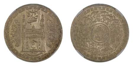 India Hyderabad, 1343 / 14 ((1924) (Ag) Rupee (Y#53a), NGC Graded MS 65