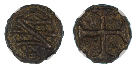 India, Portuguese Malaca (1557 - 78) (Tin) ID (Gomes 26.01), NGC Graded XF 40