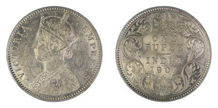 India (British) 1901 (c) Rupee (Ag) (KM 492), NGC Graded MS 60