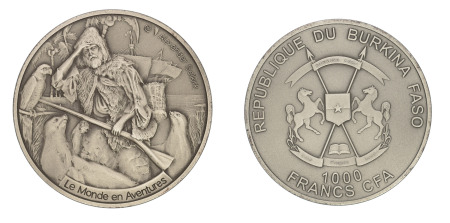 Burkina Faso 2014 (Ag) 1,000 Francs CFA, 1oz, antique finish, in presentation box, mintage 350