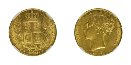 Great Britain 1846 Au Sovereign, Queen Victoria, NGC Graded AU 58