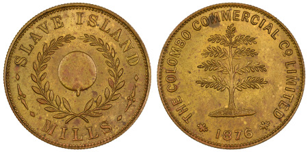 Ceylon 1876, Slave Island Mills Plantation token of 9 Pence, Rare