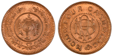 India Travancore 1906-35 (Cu) 4 Cash