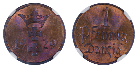 Poland, Danzig 1 Pfennig 1929 NGC graded MS 65 RB