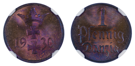 Poland, Danzig 1 Pfennig 1930 NGC graded MS 65 RB