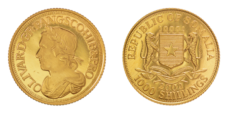 Somalia (Republic) 2002 Au 1000 Shillings, Oliver Cromwell